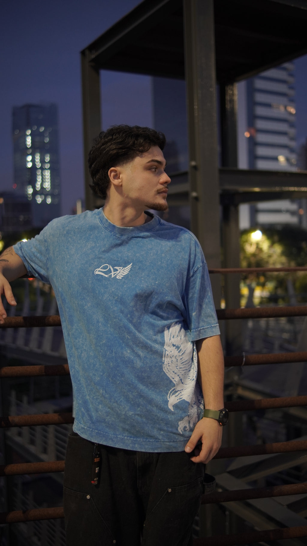 T-shirt Boxy LV - Marbled Blue